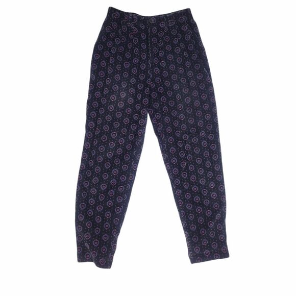 VINTAGE 90s pants high rise printed‎ pull on corduroy S/M - Picture 1 of 8